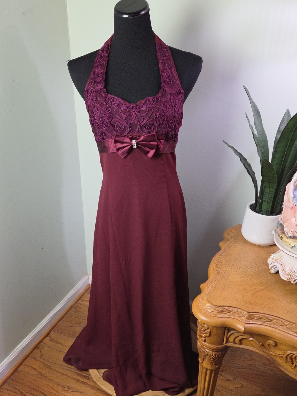 Vintage 90s Halter Formal Prom Dress